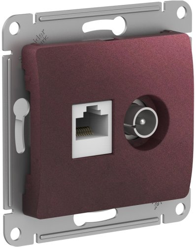 Розетка RJ45+TV Оконечная без рамки Systeme Electric Glossa 2-м. баклажан картинка